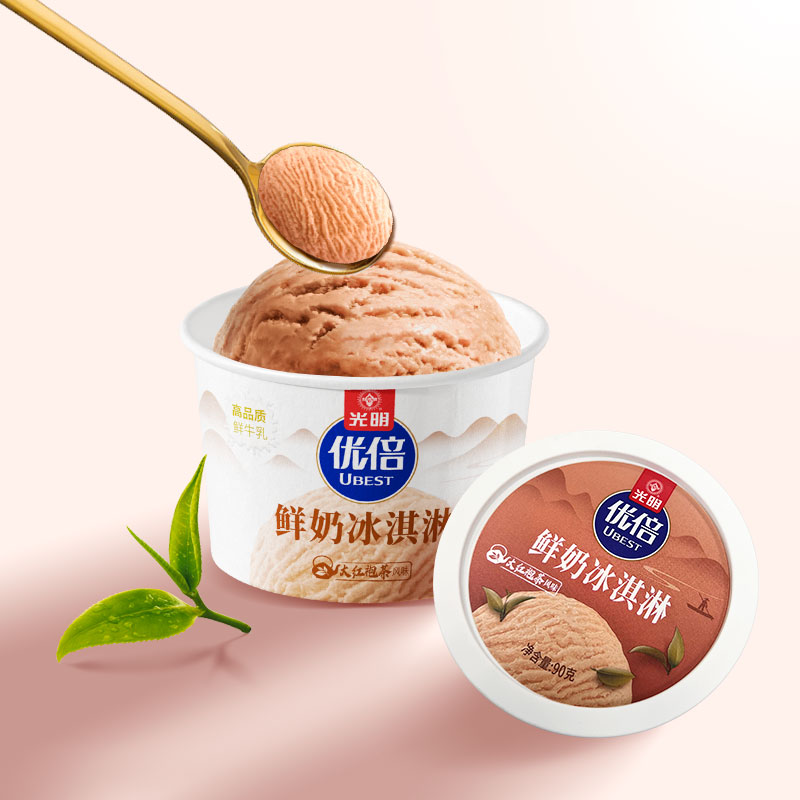 光明優倍鮮奶冰淇淋(大紅袍風味)90克1*16杯/箱