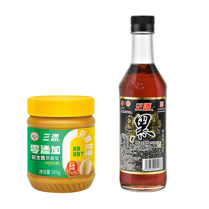 三添黑芝麻油370ml+花生醬原醬型320g