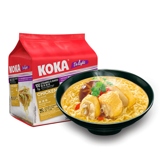 KOKA 可口方便面 非油炸鸡汤味 快熟拉面泡面 85g*4 新加坡进口